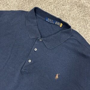 Polo Ralph Lauren Soft Cotton Polo Shirt Mens 4XB Big Blue Short Sleeve Collared